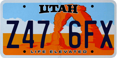 UT license plate Z476FX