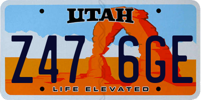 UT license plate Z476GE