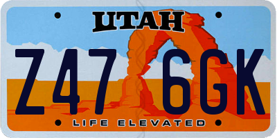 UT license plate Z476GK