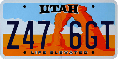 UT license plate Z476GT