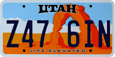 UT license plate Z476IN