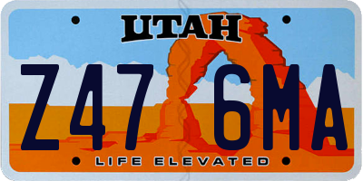 UT license plate Z476MA