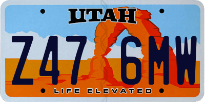 UT license plate Z476MW