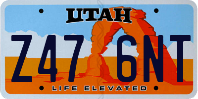 UT license plate Z476NT
