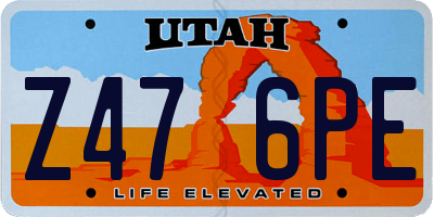 UT license plate Z476PE