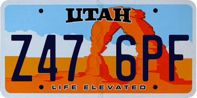 UT license plate Z476PF