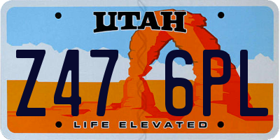 UT license plate Z476PL