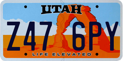 UT license plate Z476PY