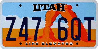 UT license plate Z476QT