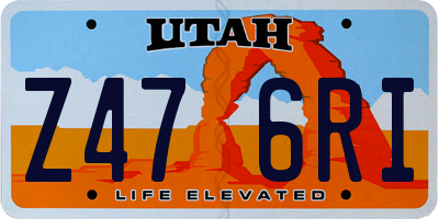 UT license plate Z476RI
