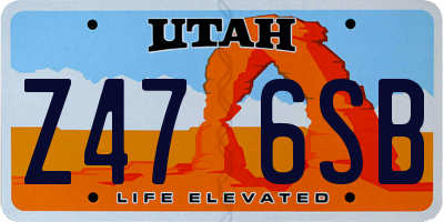 UT license plate Z476SB