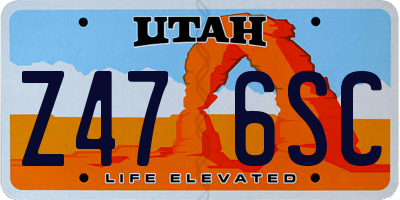 UT license plate Z476SC