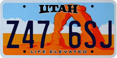 UT license plate Z476SJ