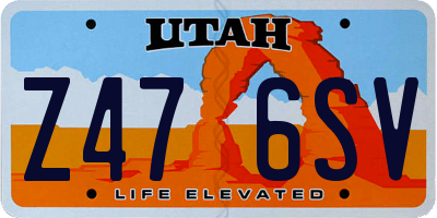 UT license plate Z476SV
