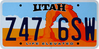 UT license plate Z476SW