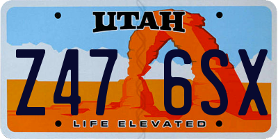 UT license plate Z476SX