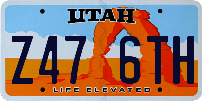 UT license plate Z476TH