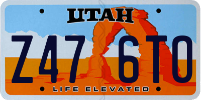 UT license plate Z476TO