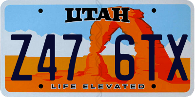 UT license plate Z476TX