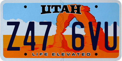 UT license plate Z476VU