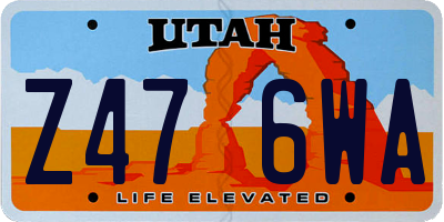 UT license plate Z476WA