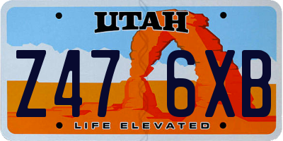 UT license plate Z476XB