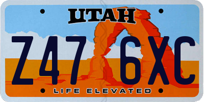 UT license plate Z476XC