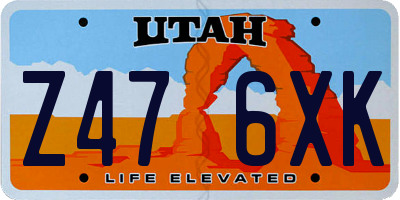 UT license plate Z476XK