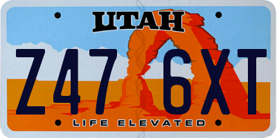 UT license plate Z476XT