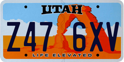 UT license plate Z476XV