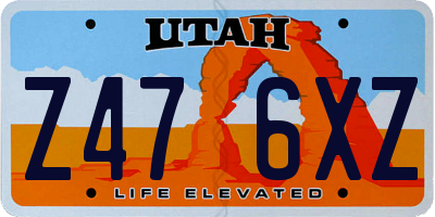 UT license plate Z476XZ