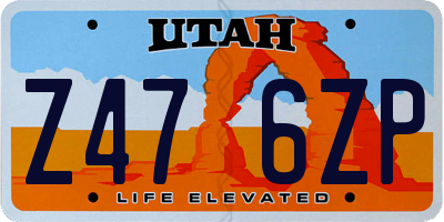 UT license plate Z476ZP
