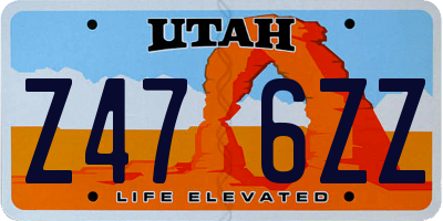 UT license plate Z476ZZ
