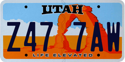UT license plate Z477AW