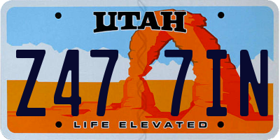 UT license plate Z477IN