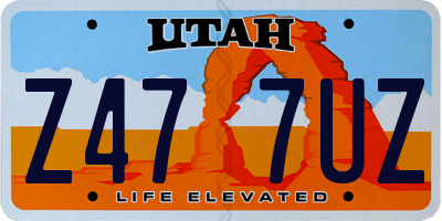 UT license plate Z477UZ