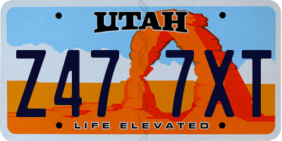 UT license plate Z477XT