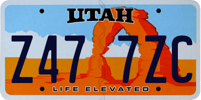 UT license plate Z477ZC
