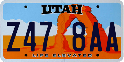 UT license plate Z478AA