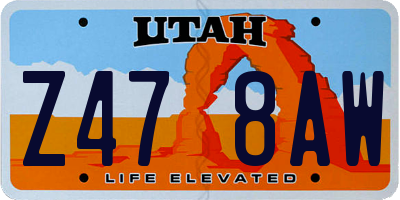 UT license plate Z478AW