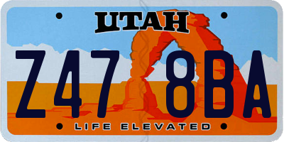UT license plate Z478BA