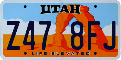 UT license plate Z478FJ