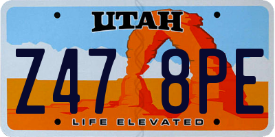 UT license plate Z478PE