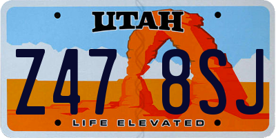 UT license plate Z478SJ