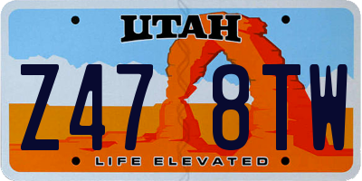 UT license plate Z478TW