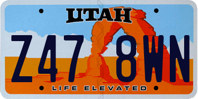 UT license plate Z478WN