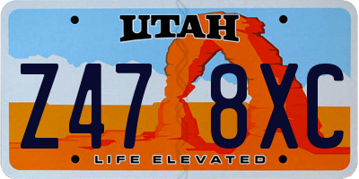 UT license plate Z478XC