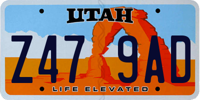 UT license plate Z479AD