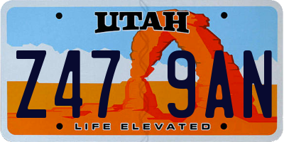 UT license plate Z479AN