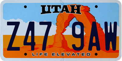 UT license plate Z479AW